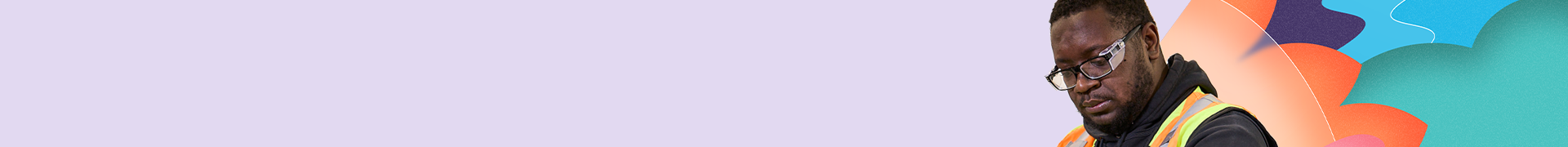 image with datacenter employee on colorful background