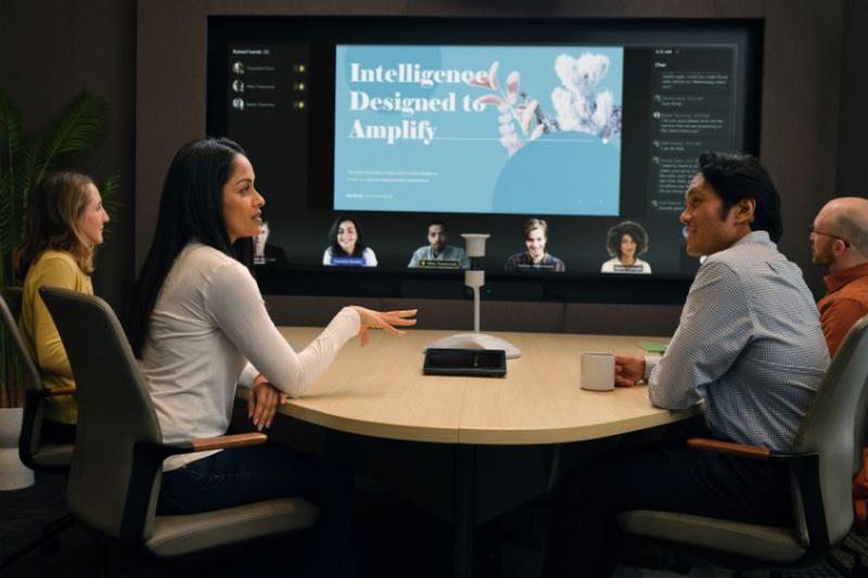 Microsoft employees in virtual meeting