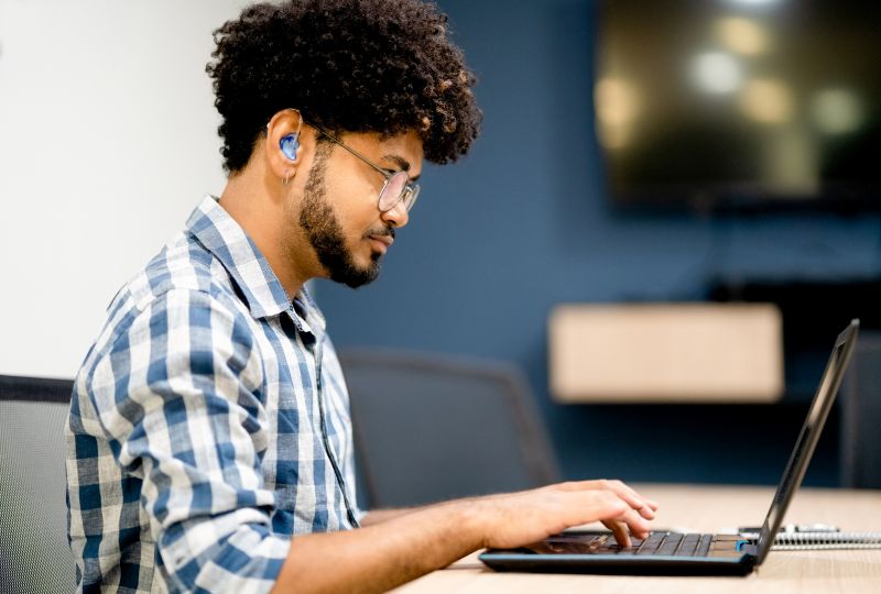 Employee working on laptop